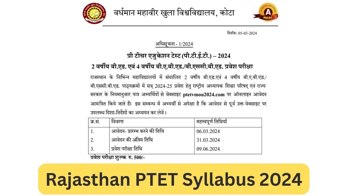 Rajasthan PTET Syllabus