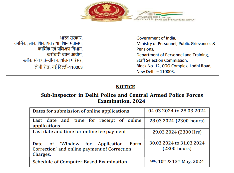 SI Delhi Police Bharti Overview